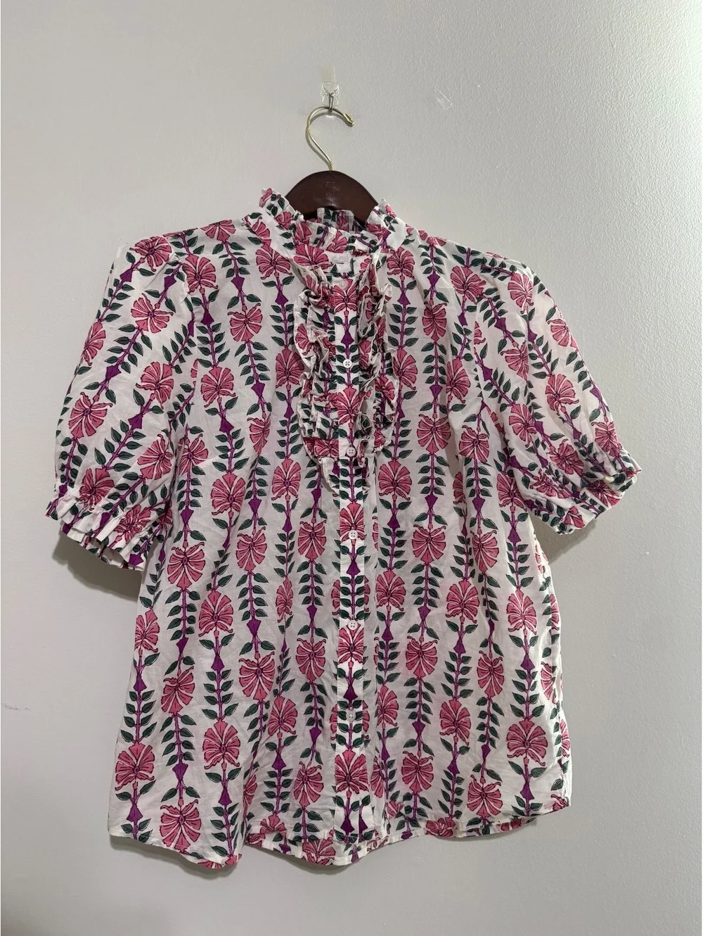 J.Crew Women's Floral Ruffle Front Button-Up Blouse Size Large [COPY]